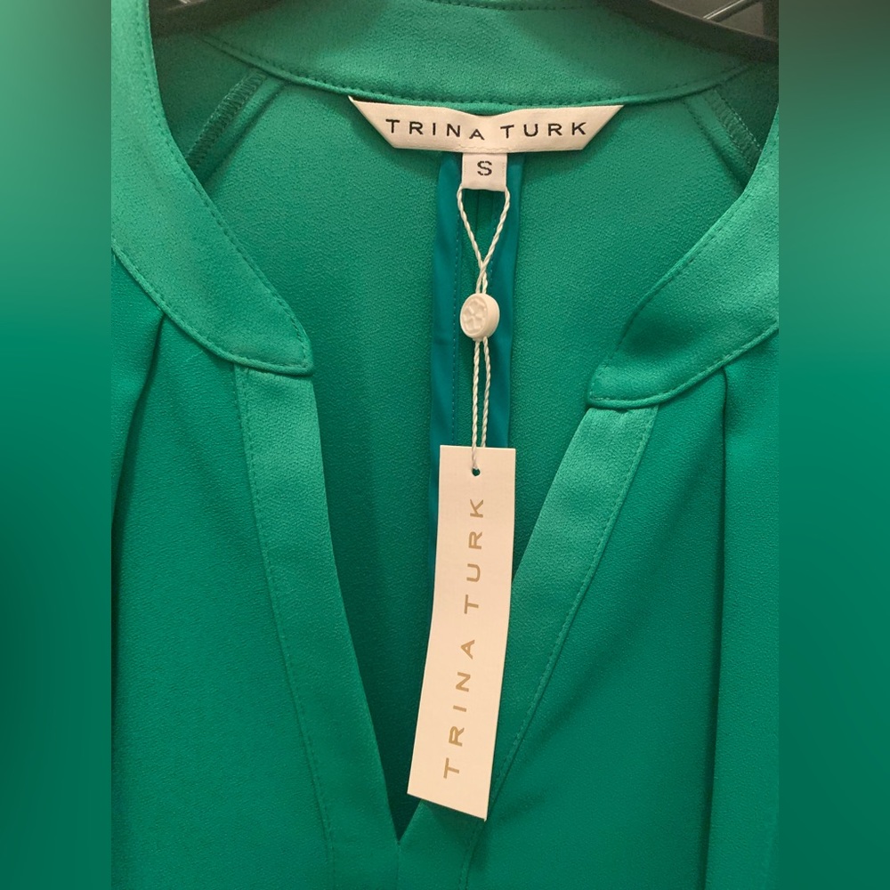 Trinia Turk Emerald Green Pipken Dress NWT